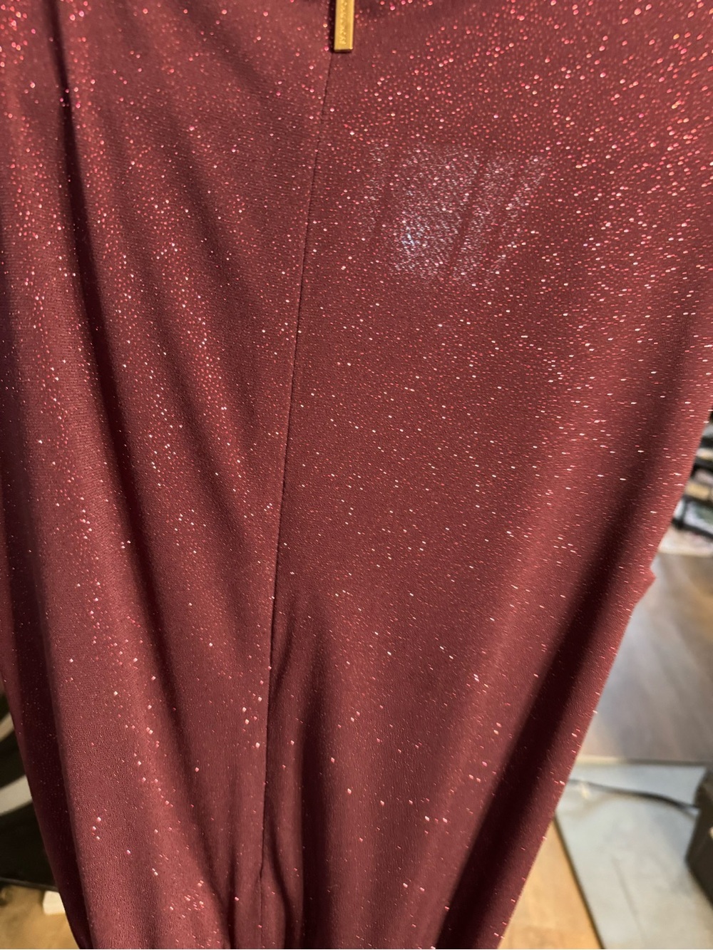 Michael Kors Sleeveless Burgundy Metallic Wrap-Effect Dress - Picture 7 of 7